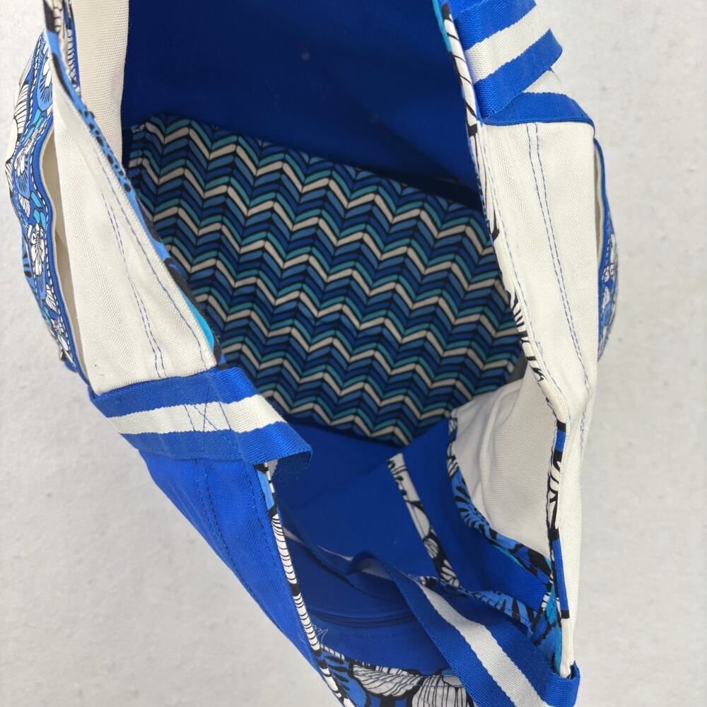 Vera Bradley Tote Blue Bayou Large Open Top Shoulder Bag Beach Travel Weekend - Picture 6 of 12